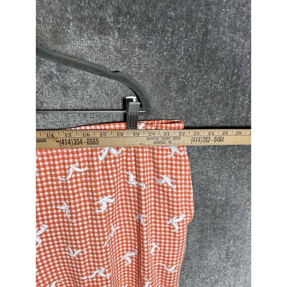 Lands End Capri Pants Womens Size 3X Orange Check Seagull Bird Pockets Pull‎ On - Picture 5 of 8